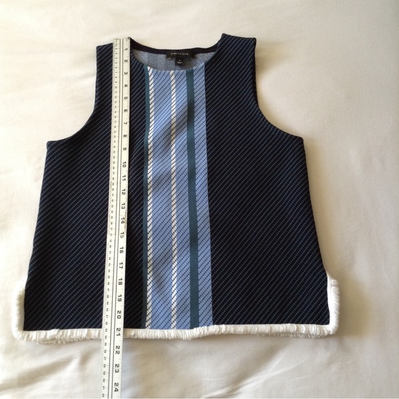 Ann Taylor blue striped sleeveless sweater fringe hem size medium Careerwear - Picture 5 of 9